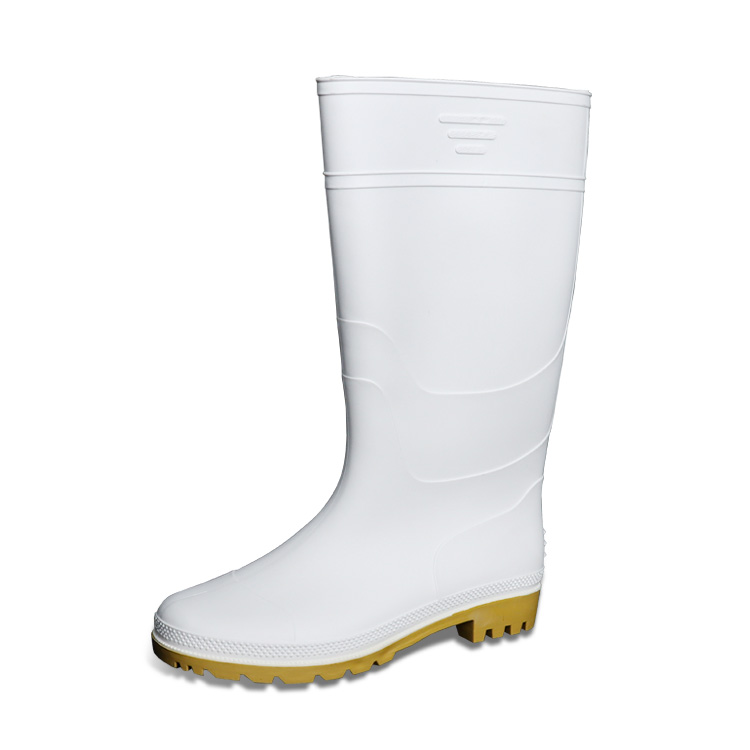 AN101 White PVC Waterproof Safety Rain Boots - Anti-Slip Industrial Gum Boots
