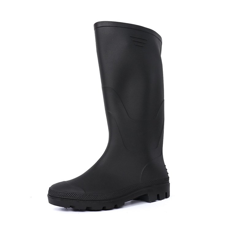 AN101 All-Black PVC Waterproof Work Boots - Heavy-Duty Anti-Slip Safety Rain Boots