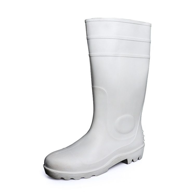 AN106 White Heavy-Duty PVC Safety Boots - Steel Toe & Steel Midsole Waterproof Rain Boots
