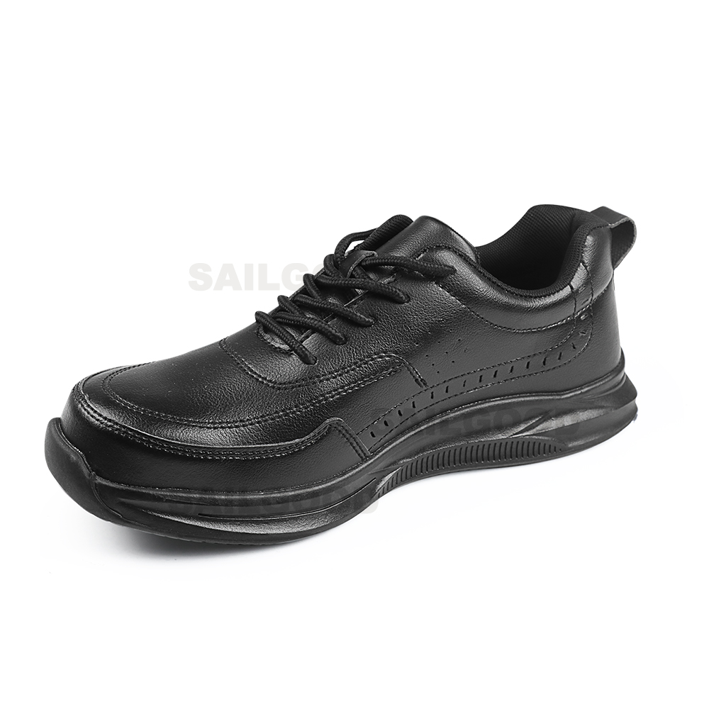 608 Black Microfiber Leather Safety Shoes with Steel Toe and Kevlar Midsole