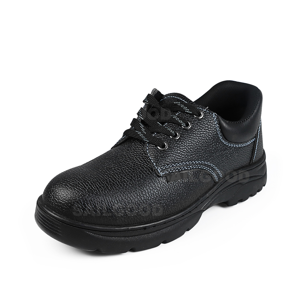 808 Black Fine Grain Cowhide Safety Shoes with Steel Toe and Kevlar Midsole