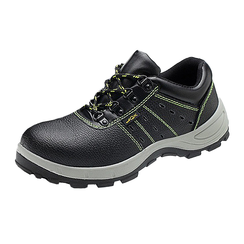 808 Black Fine Grain Cowhide Safety Shoes with Steel Toe and Kevlar Midsole