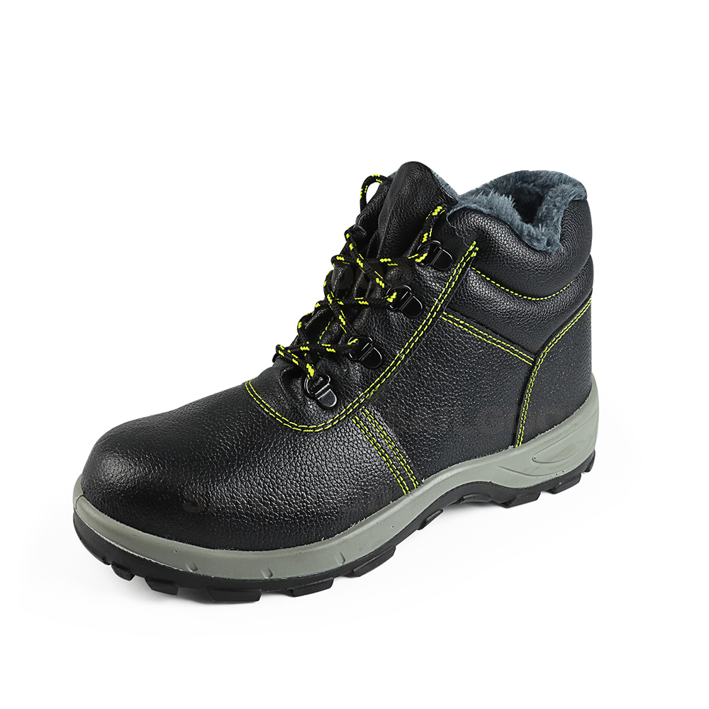 902 Black Cowhide Cotton Safety Shoes with Anti-Impact Toe and Anti-Puncture Plate